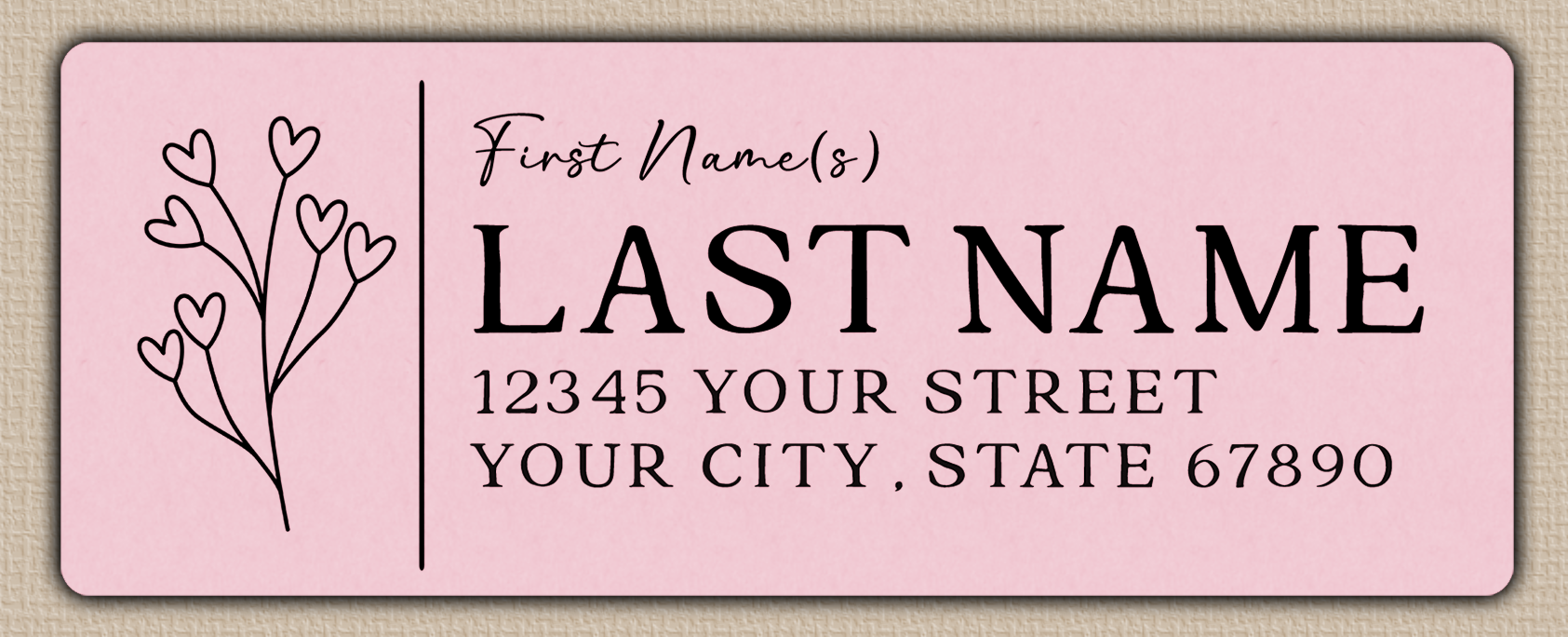 Ecru Heart Flowers Bouquet Line Art Return Address Labels