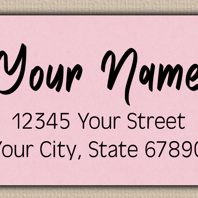 Pink Modern Bold Brush Script Return Address Labels