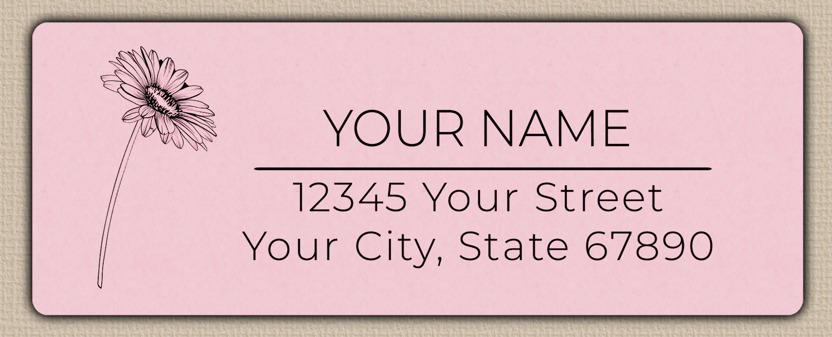 Pink Gerber Daisy Line Art Return Address Labels