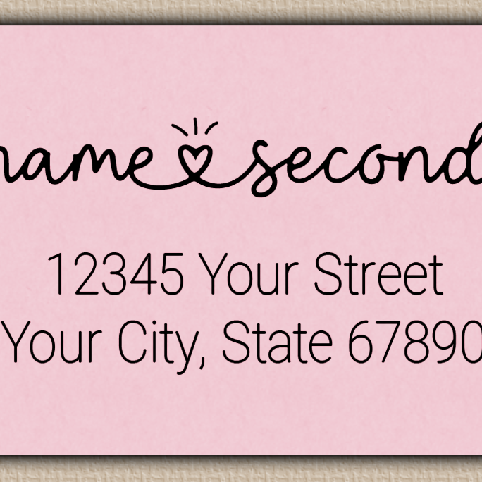 Pink Monoline Heart Script Return Address Labels