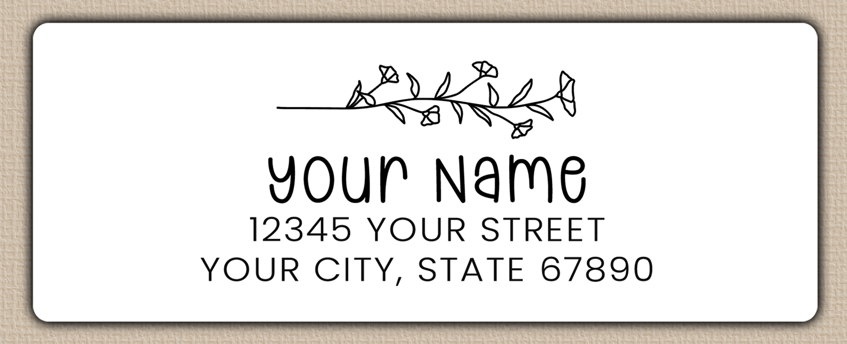 White Morning Glory Line Art Return Address Labels