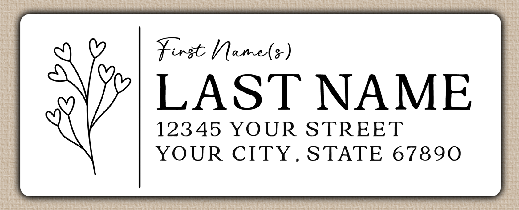 White Heart Flowers Bouquet Line Art Return Address Labels