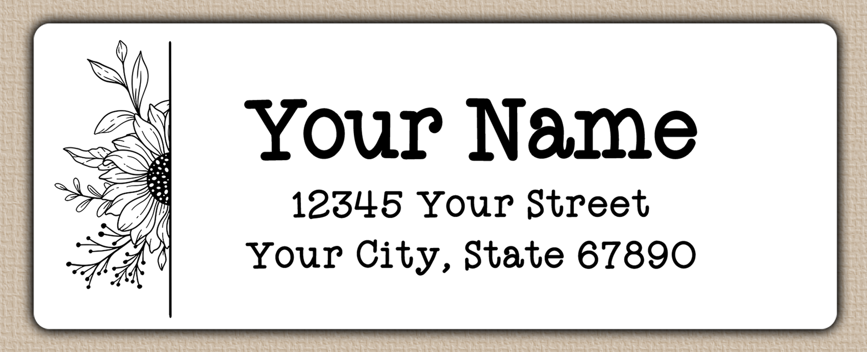 White Sunflower Line Art Return Address Labels