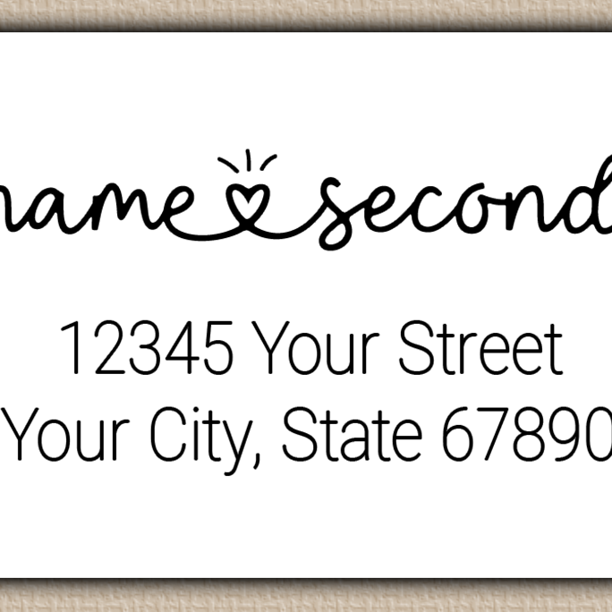 White Monoline Heart Script Return Address Labels