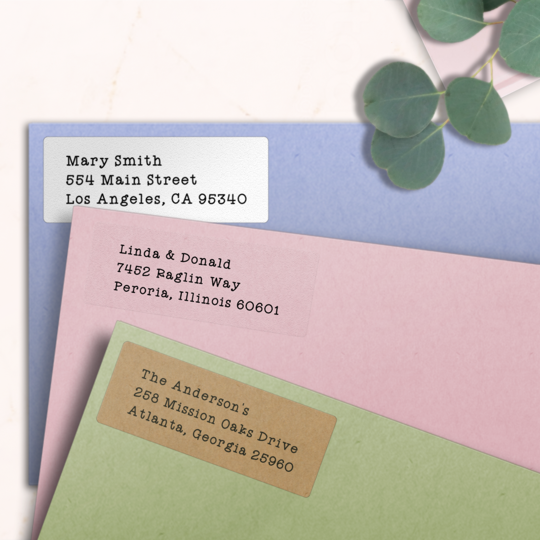 Cute Rustic Typewriter Return Address Labels on Evelopes