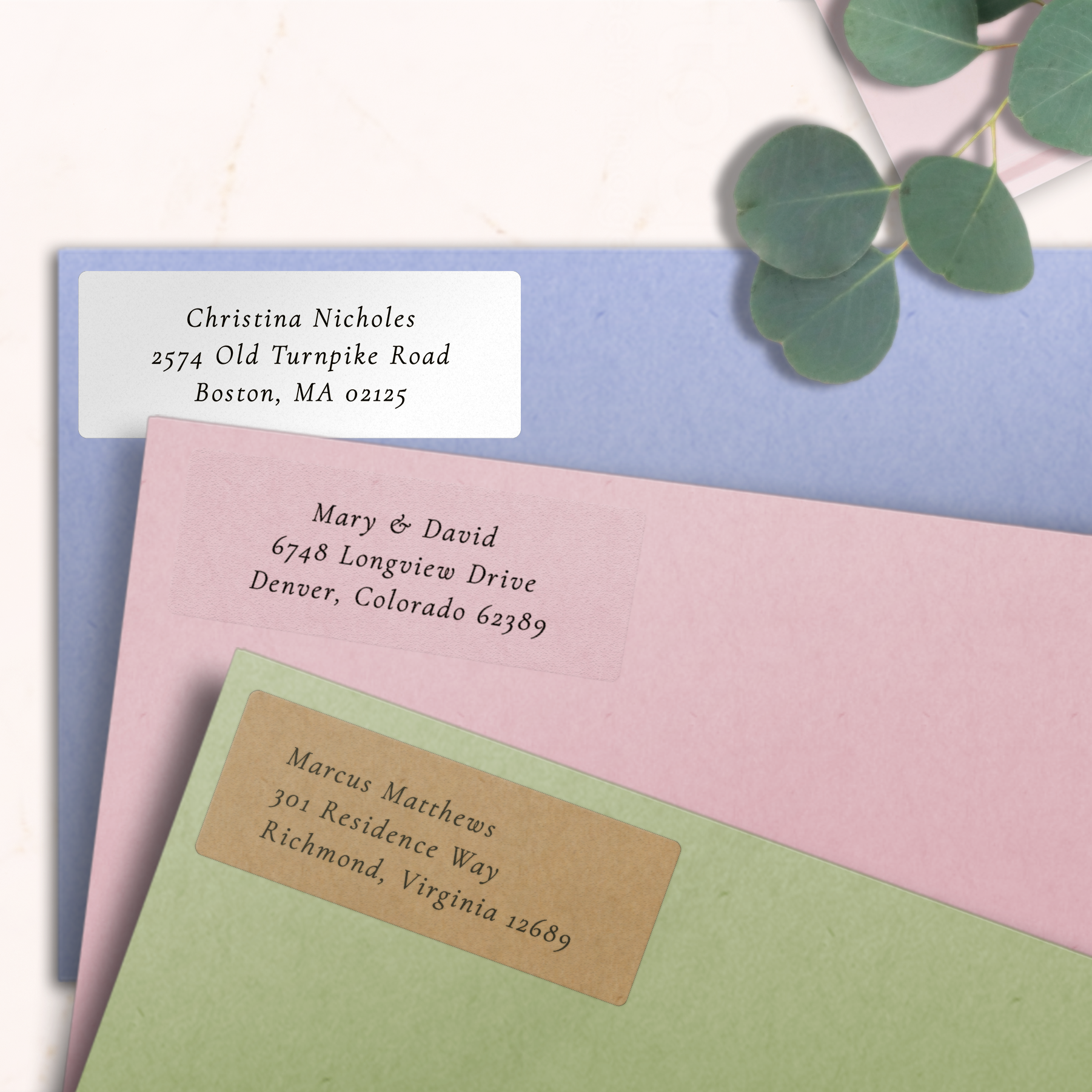 Classic Wedding Script Return Address Labels on Evelopes