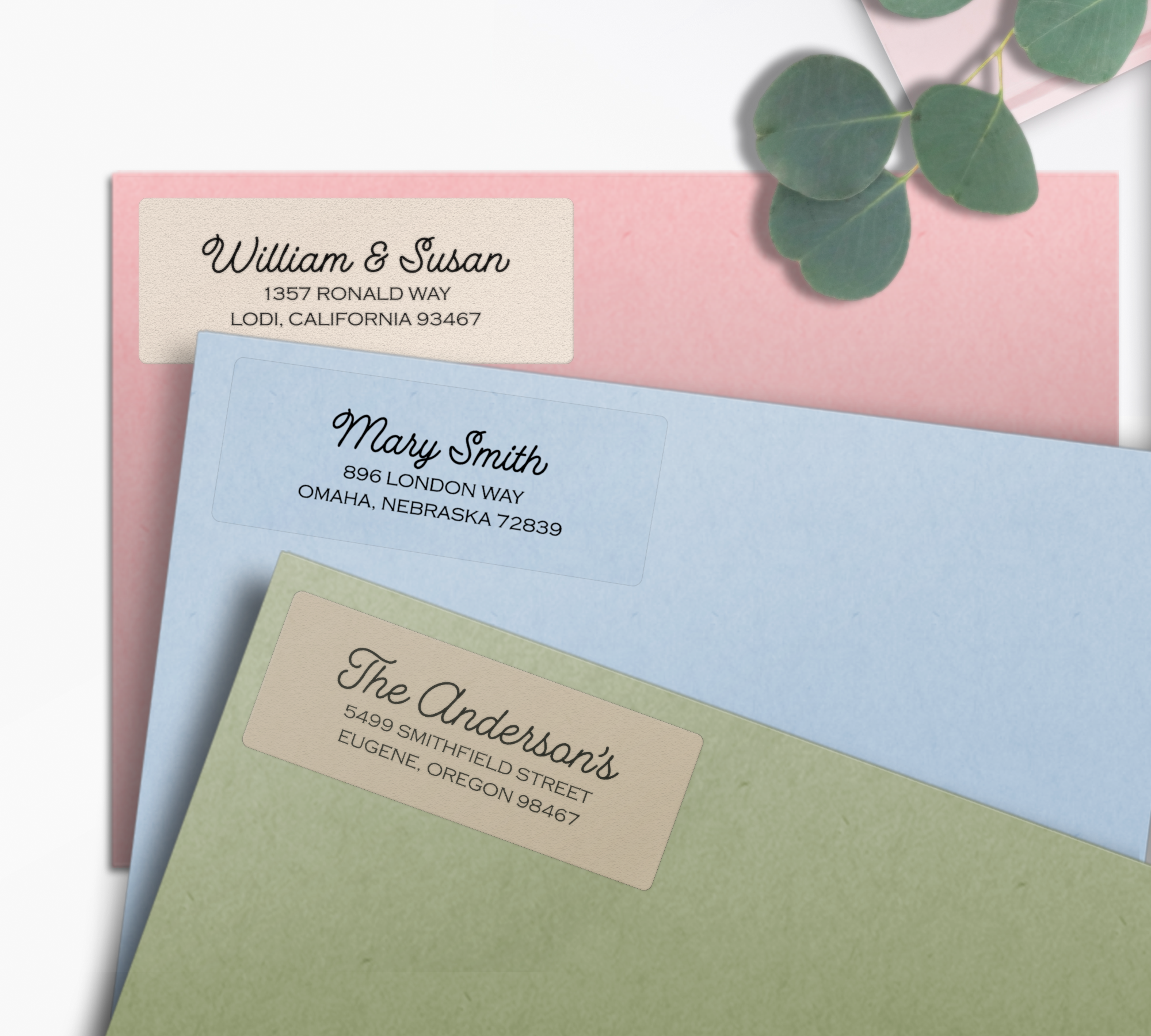 Monoline Cursive Return Address Labels on Evelopes