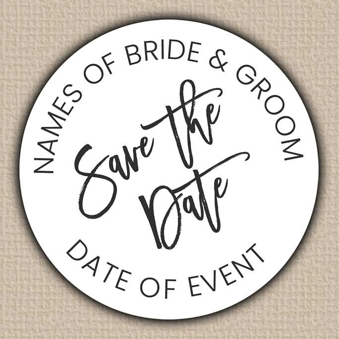 White Modern Script Save The Date Seals