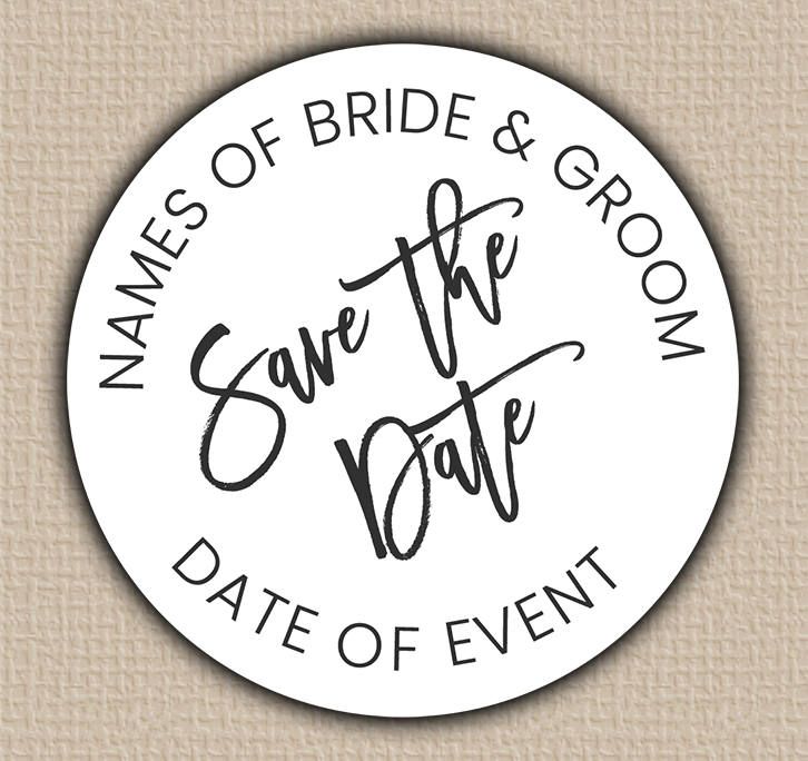 White Modern Script Save The Date Seals