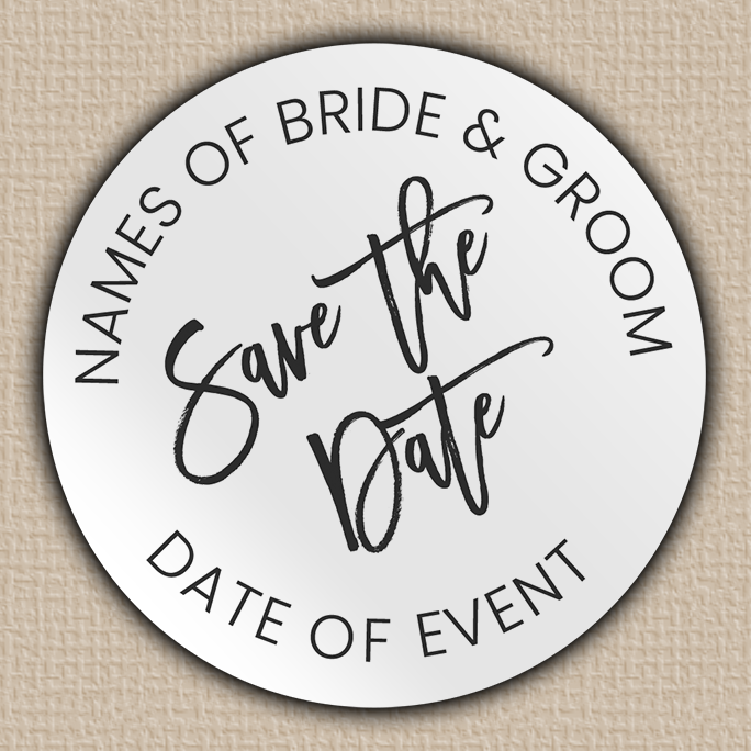 White Glossy Modern Script Save The Date Seals