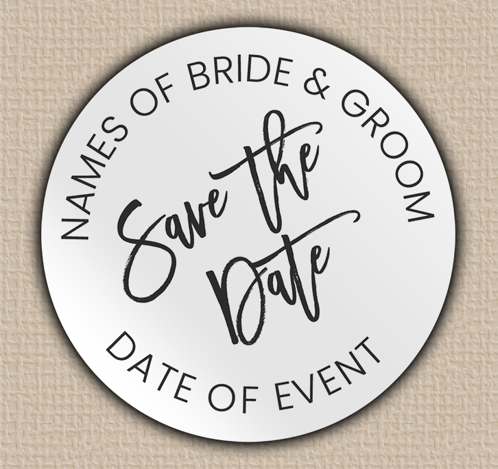 White Glossy Modern Script Save The Date Seals
