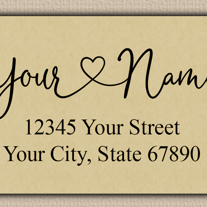 Ecru Graceful Heart Script Return Address Labels