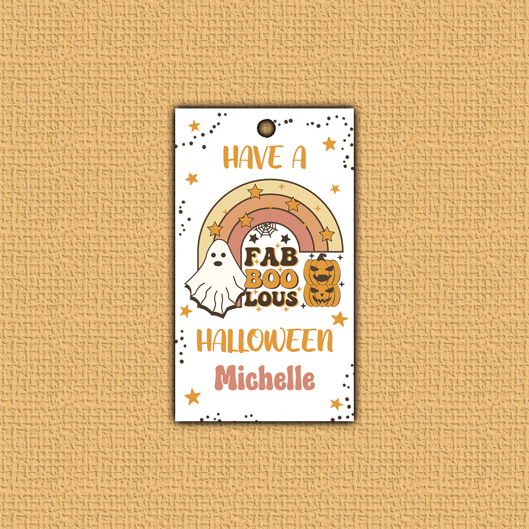 Fab-BOO-lous Halloween Hang Tag with square corners