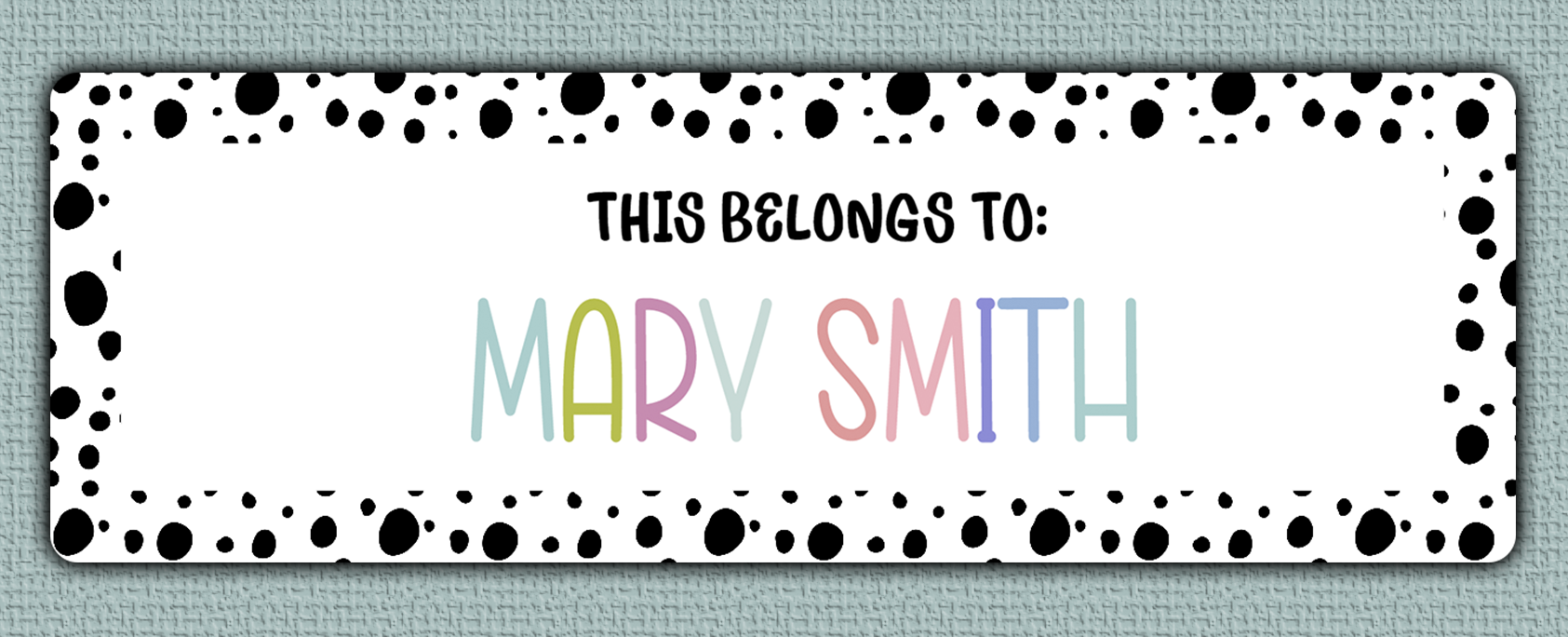 Spotted Border Name Stickers - this belongs to option