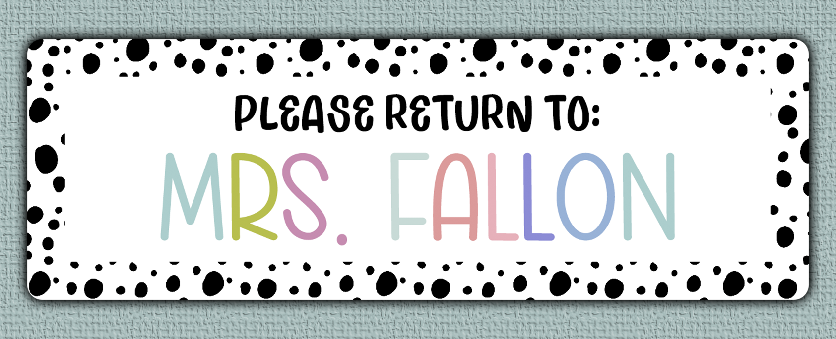 Spotted Border Name Stickers - plese return to option