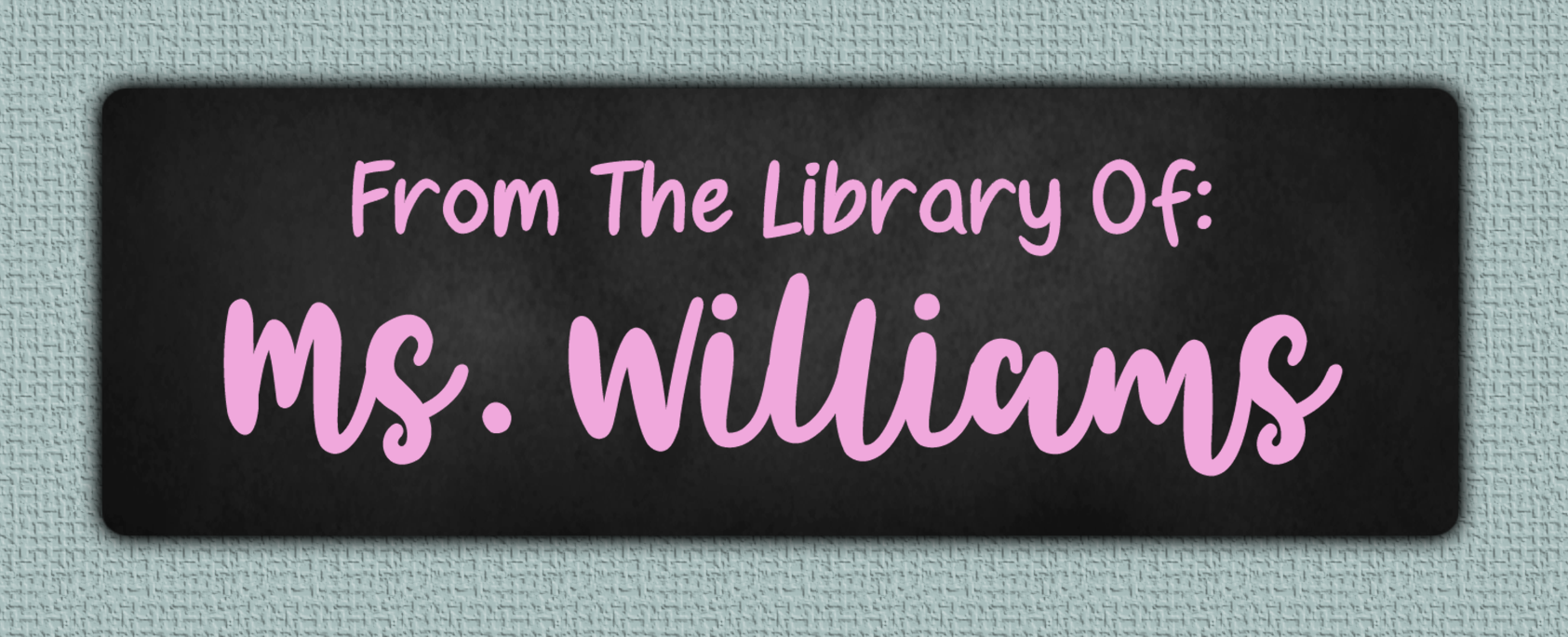 Pink Chalkboard Name Stickers - From The Library Of sticker
