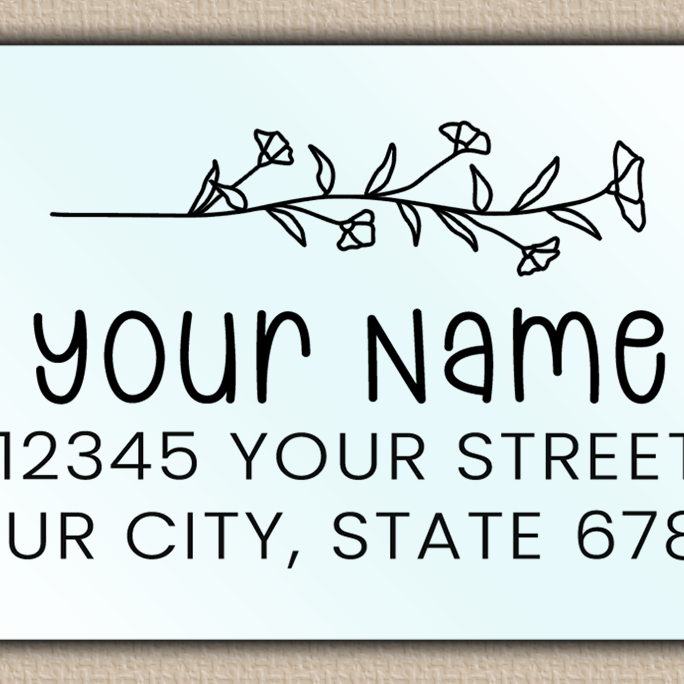 Waterproof Morning Glory Line Art Return Address Labels