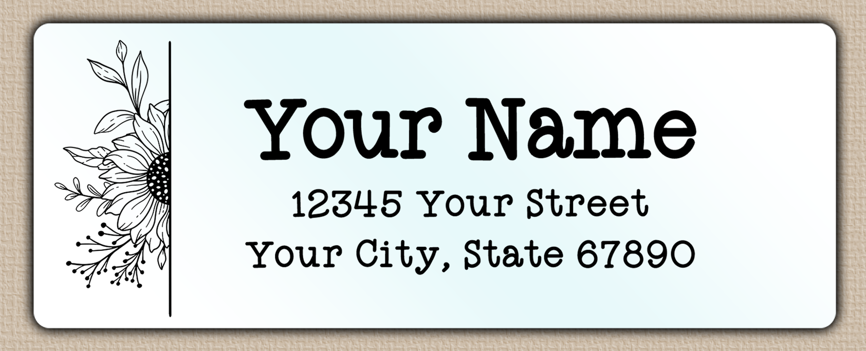 Waterproof Sunflower Line Art Return Address Labels