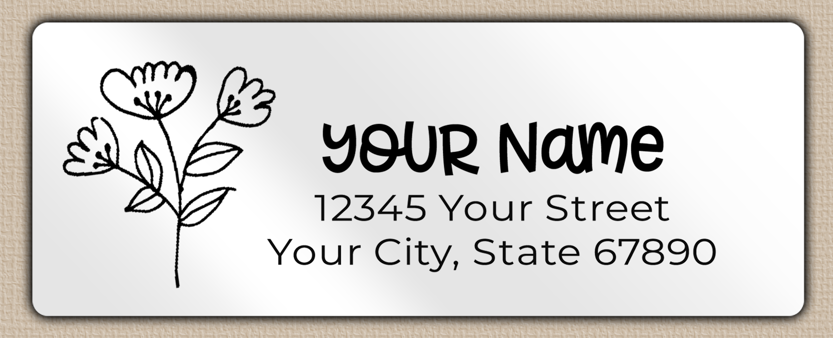 White Glossy Wildflowers Line Art Return Address Labels