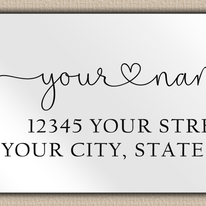White Glossy Heart Line Art Flower Return Address Labels