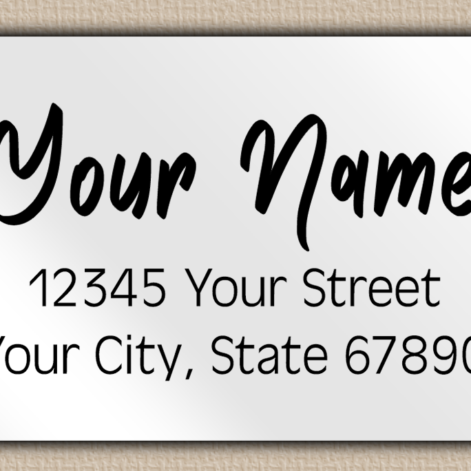 White Glossy Modern Bold Brush Script Return Address Labels