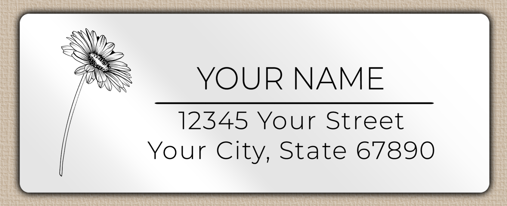 White Glossy Gerber Daisy Line Art Return Address Labels