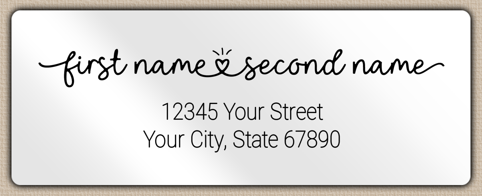 White Glossy Monoline Heart Script Return Address Labels