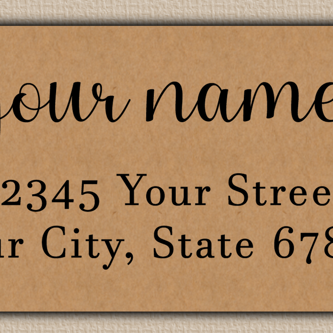 Brown Bold Flourish Script Return Address Labels