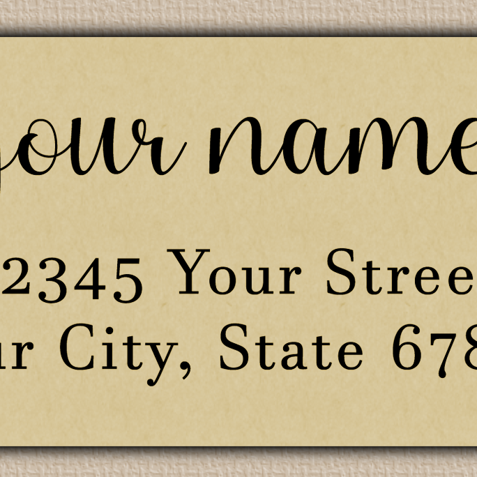 Ecru Bold Flourish Script Return Address Labels