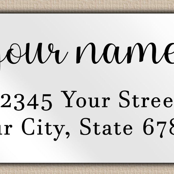 White Glossy Bold Flourish Script Return Address Labels