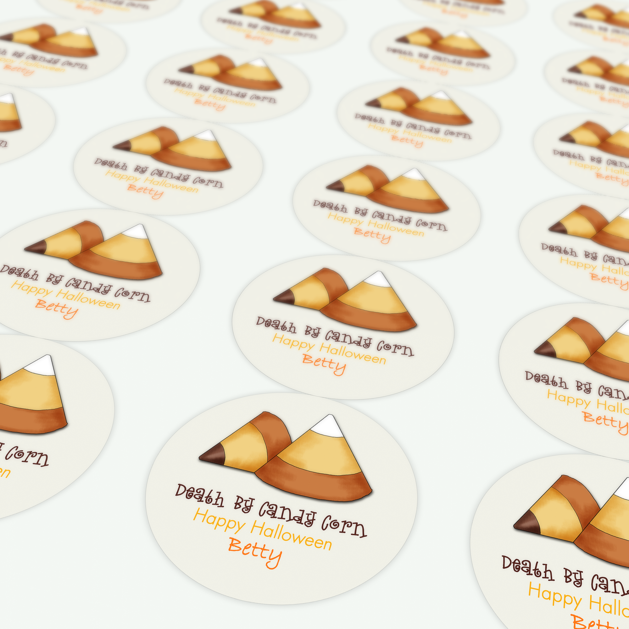 Sheet of Candy Corn Halloween Round Stickers