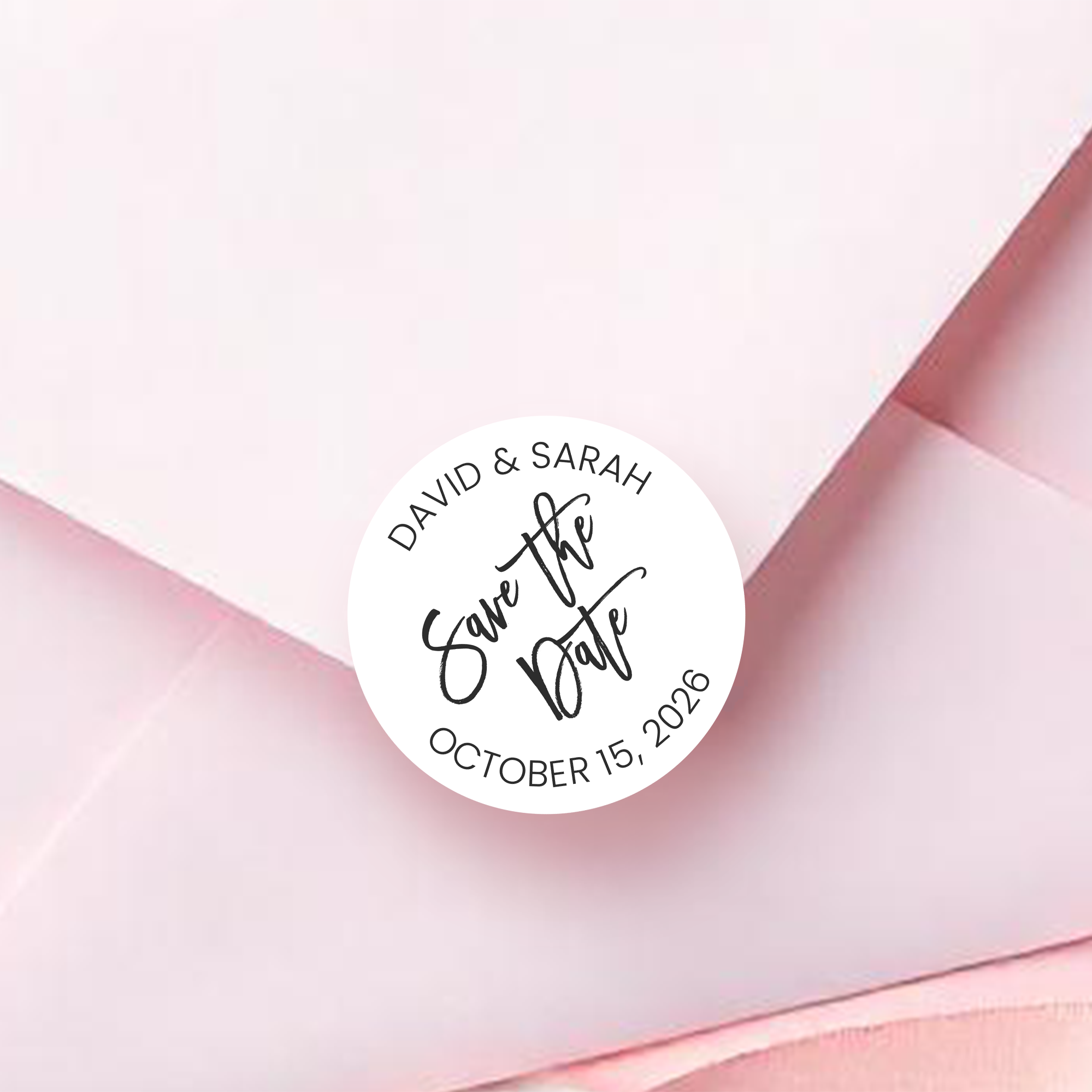 Modern Script Save The Date Seals on Evelopes