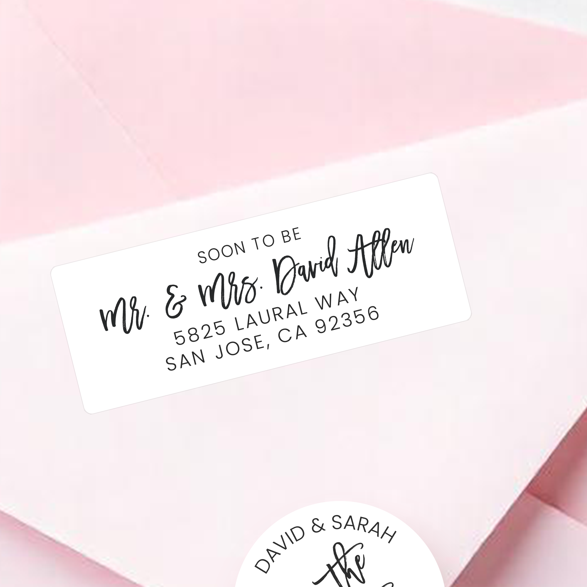 Modern Script Save The Date Return Address Labels on Evelopes