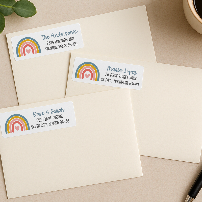Colorful Boho Rainbow Address labels on envelopes