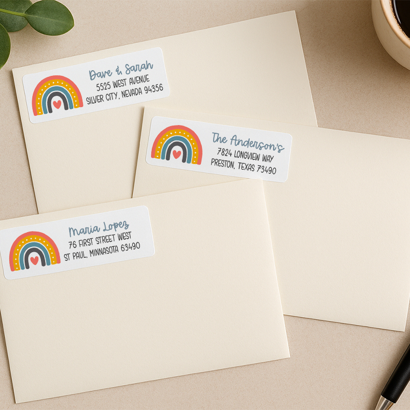 Colorful Boho Rainbow Address labels on envelopes