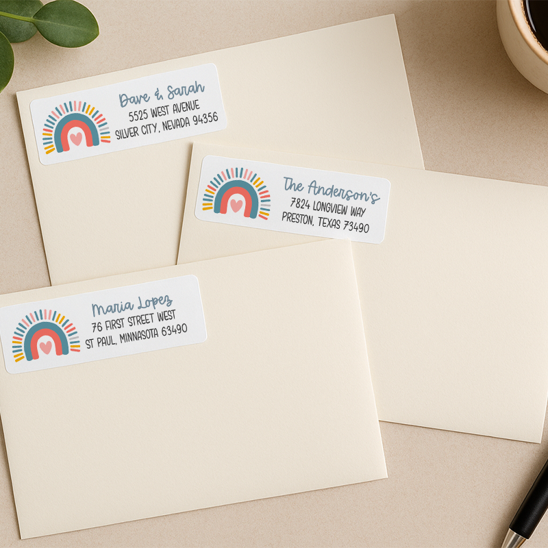 Colorful Boho Rainbow Address labels on envelopes