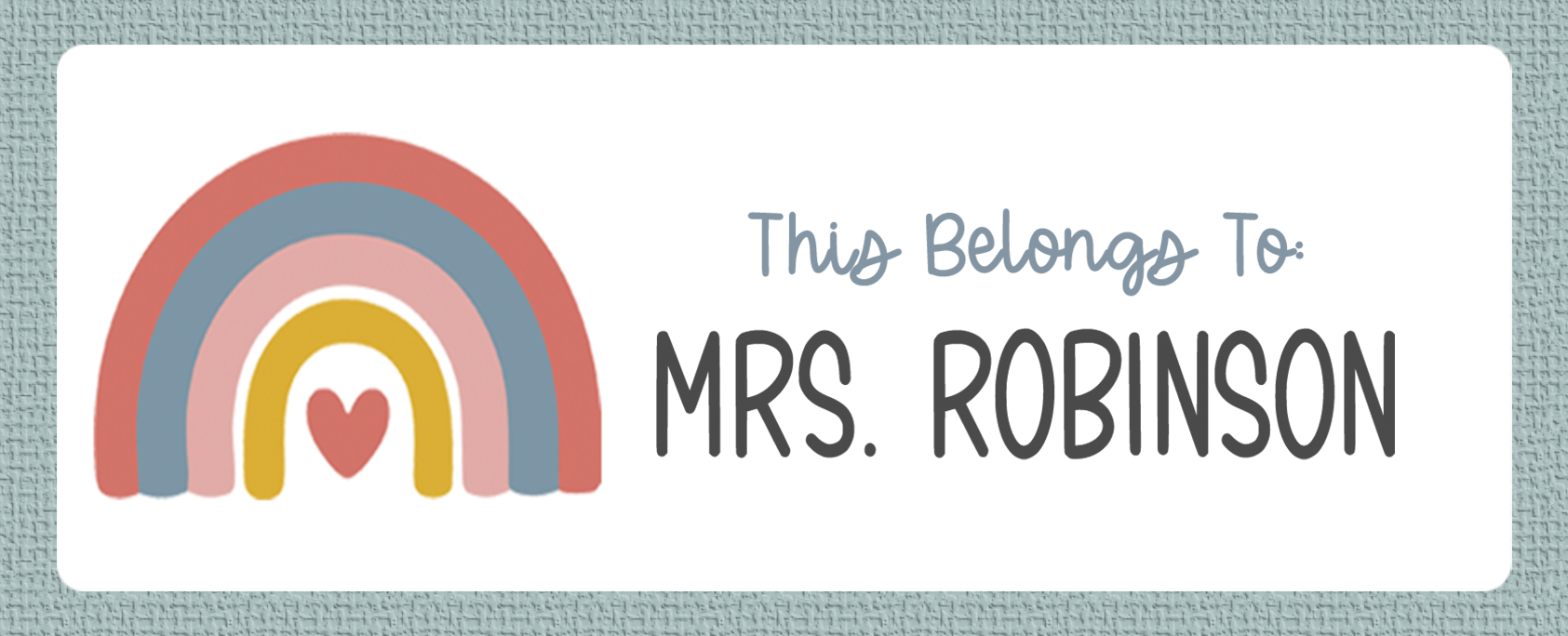 This Belongs To Colorful Boho Rainbow name sticker