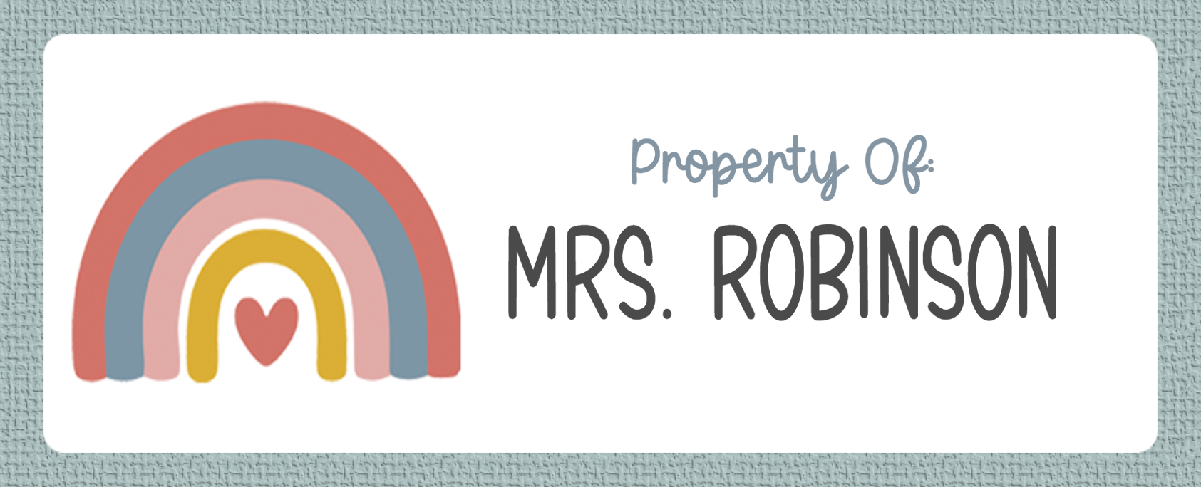 Property Of Colorful Boho Rainbow name sticker
