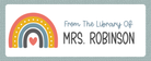 From The Library Of Colorful Boho Rainbow name sticker