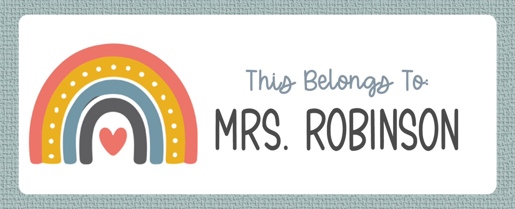 This Belongs To Colorful Boho Rainbow name sticker