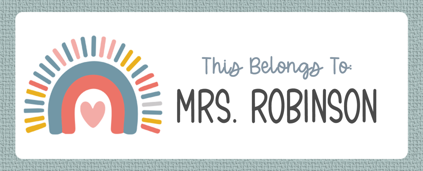 This Belongs To Colorful Boho Rainbow name sticker