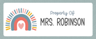 Property Of Colorful Boho Rainbow name sticker
