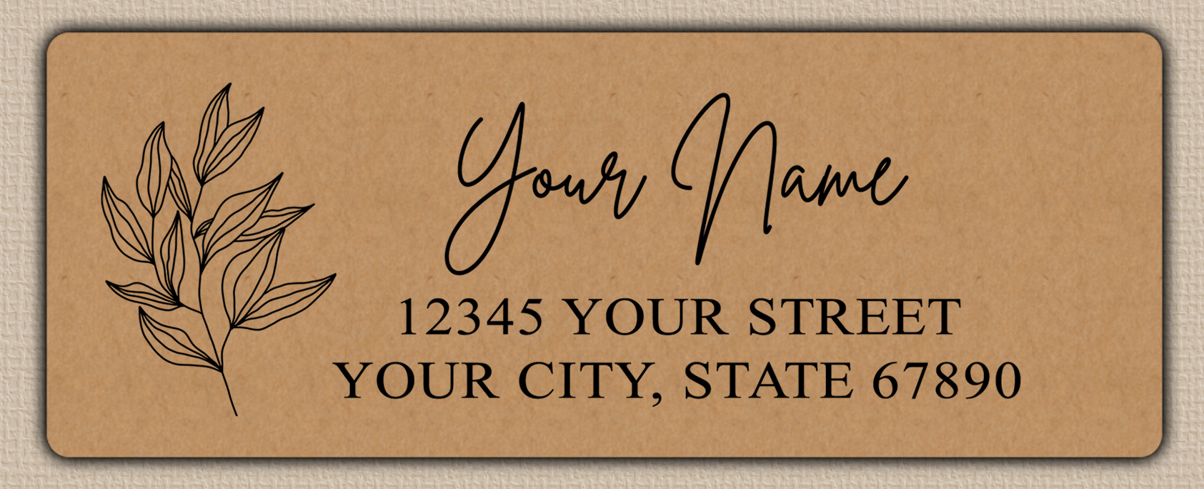 Brown Olive Leaves Line Art Return Address Labels