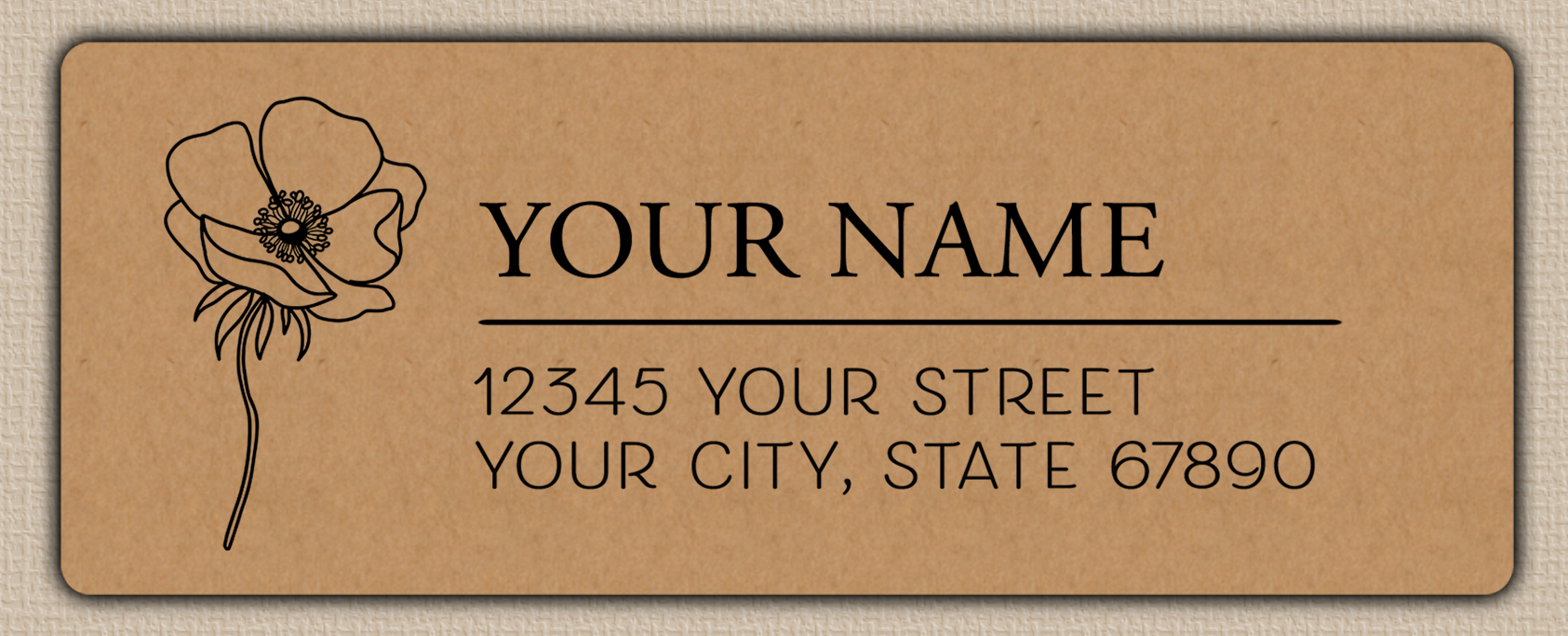 Brown Poppy Line Art Return Return Address Labels