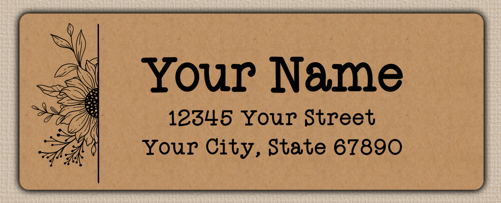Brown Sunflower Line Art Return Address Labels