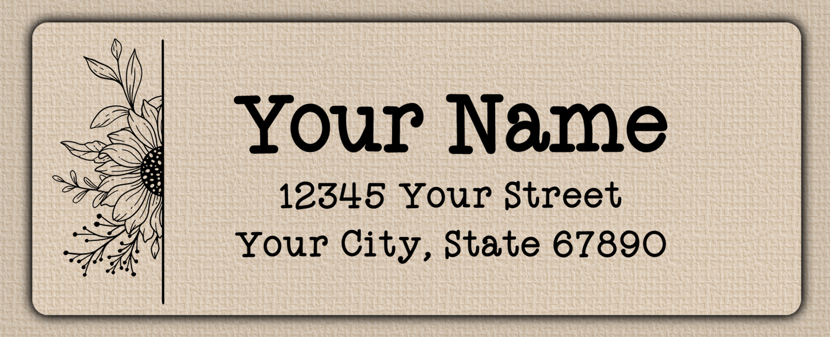 Clear Glossy Sunflower Line Art Return Address Labels