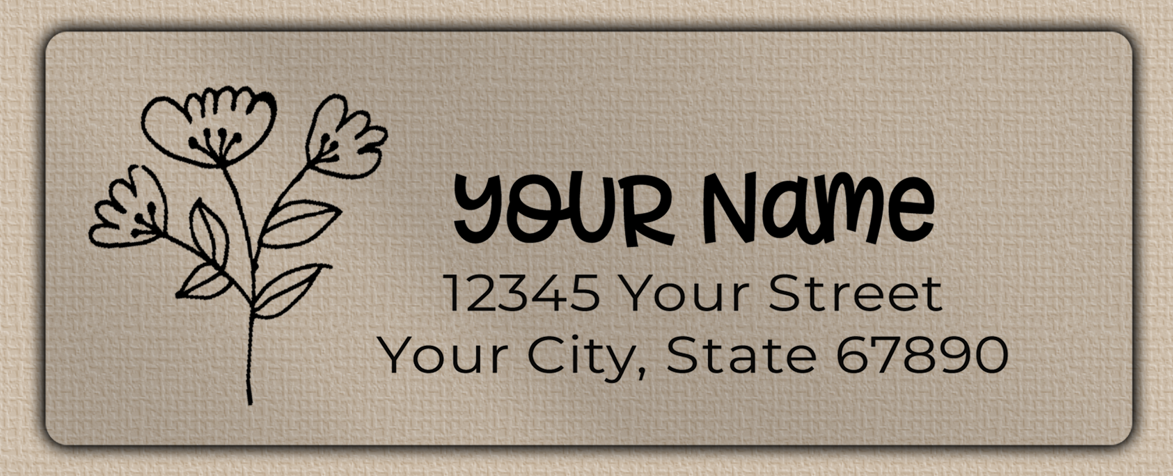 Clear Matt Rustic Line Art Flowers Return Address Labels