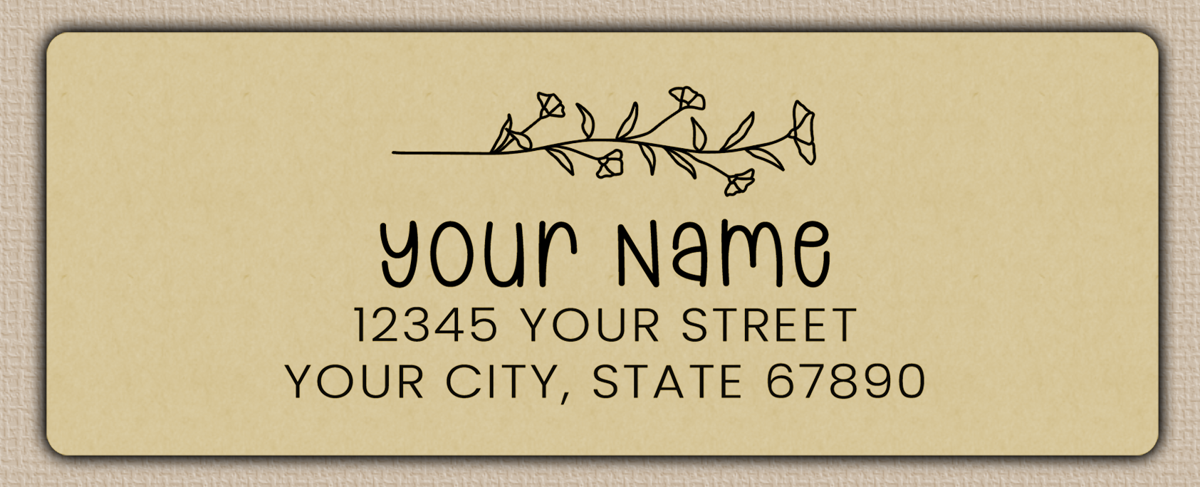 Ecru Morning Glory Line Art Return Address Labels