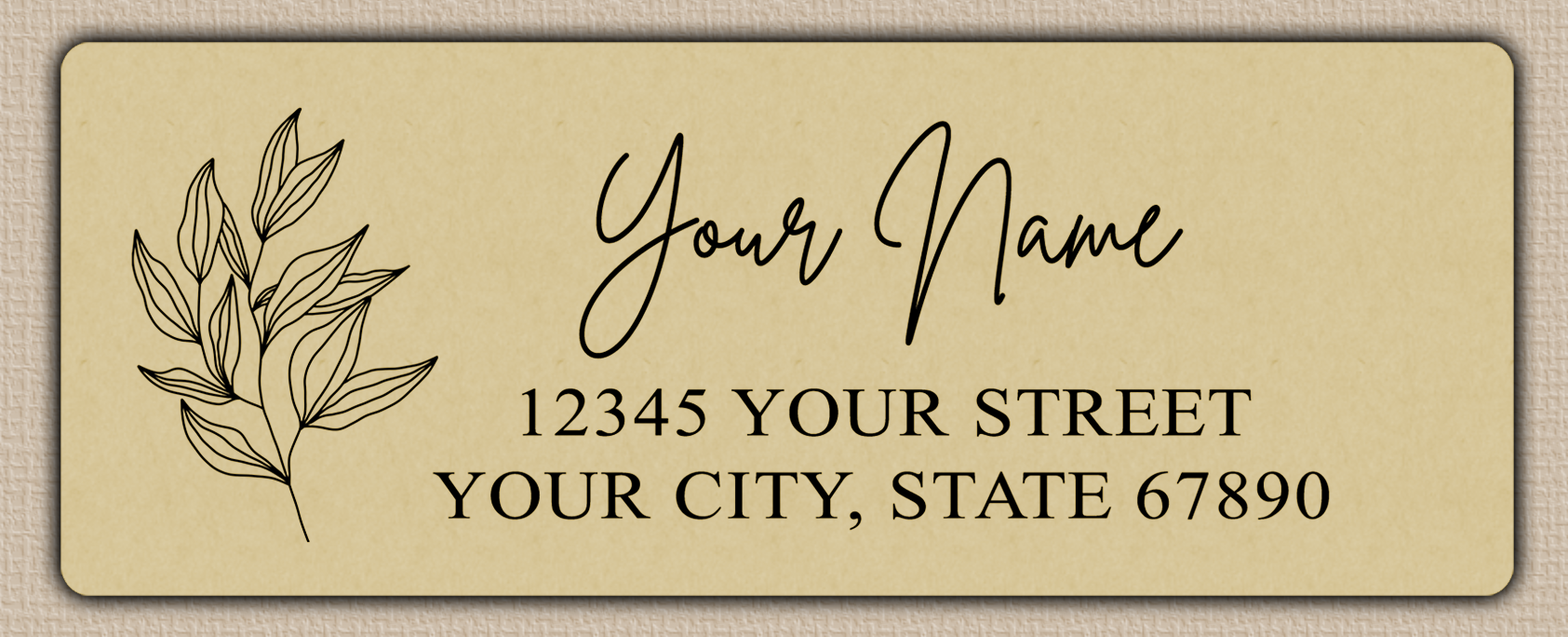 Ecru Olive Leaves Line Art Return Address Labels