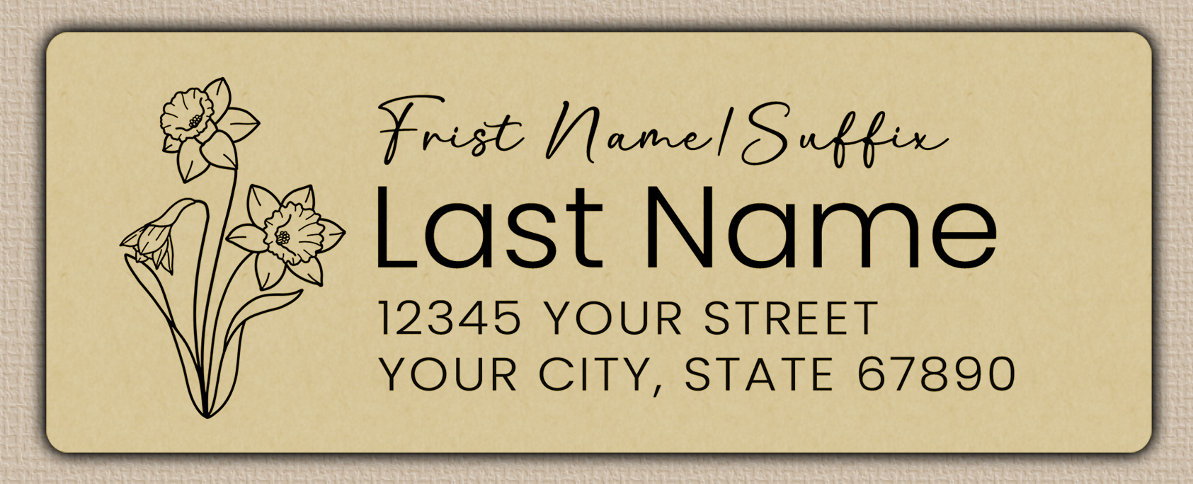 Ecru Daffodils Line Art Return Address Labels